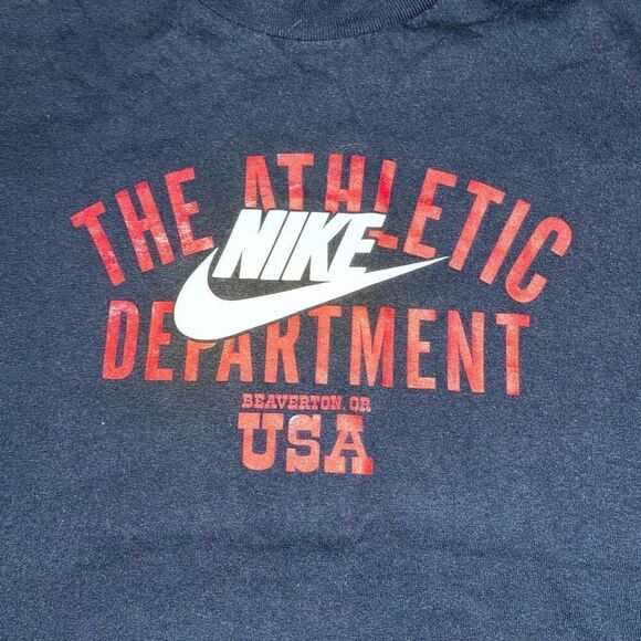 Nike Swoosh Mens XL Athletic Department Graphic T Shirt Navy Blue Short Sleeves - Picture 5 of 6